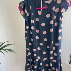 LOFT Petite Polka Dot flounce dress